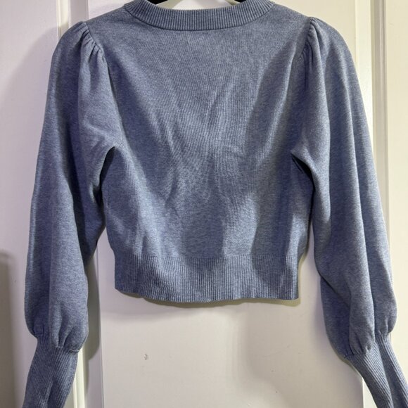 Aritzia Wilfred Alessia puff sleeve cardigan sweater granite blue XXS - Picture 4 of 4